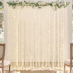 10ft x 12ft Champagne Tulle Backdrop Curtain for Parties Sheer Fabric Backdrop Curtains for Wedding Baby Shower Bridal Shower Birthday Photo Backdrop Drapes Background Decorations 2 Panels 5ft x 12ft - Image 5