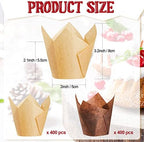 Potchen 800 Pcs Tulip Cupcake Muffin Liners,Solid,Classic Style - Image 2
