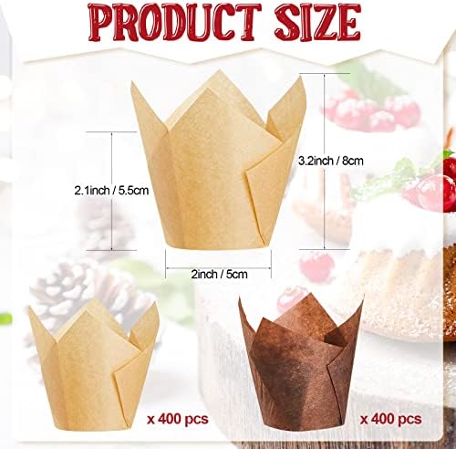 Potchen 800 Pcs Tulip Cupcake Muffin Liners,Solid,Classic Style - Image 2