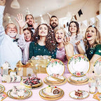 350PCS Floral Paper Plates Set, Disposable Plates With Gold Rim Serve 50 Guests, Party Supplies for Adults Garden Tea Party Bridal Shower Decorations - Image 7