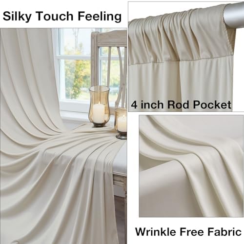 40ftx10ft Wrinkle Free Beige Backdrop Curtains for Parties, Silky Polyester Photo Backdrop Drapes 8 Panels 5x10ft Back Drop Cloth for Wedding Birthday Baby Shower Photography Background - Image 2