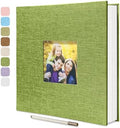 Large Photo Album Self Adhesive, DIY Scrapbook Album for 4x6 8x10 10x12 Pictures, 60 Pages Matcha Linen Cover Memory Book, Ideal Gift for Family Wedding Baby Christmas Anniversary by HoneyTolly