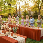 2 Pack Spandex Table Skirts for 8ft Rectangle Tables for Autumn Event - Image 2