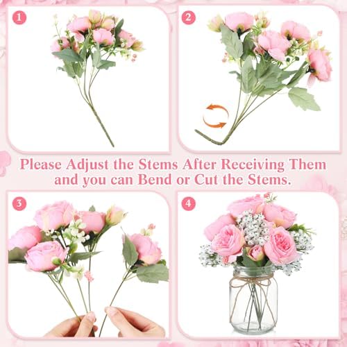 Zeyune 12 Sets Mason Jar Flowers Centerpiece Table Decorations,Coral Pink - Image 2