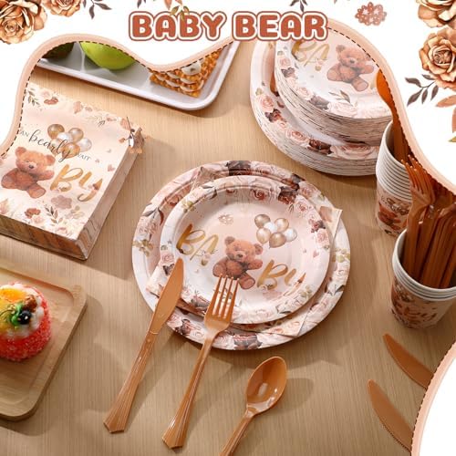 FillTouch 350 Pcs Bear Disposable Plates, Fall Baby Shower Tableware Set - Image 3