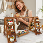 Tnstbiee Rustic 3-Tier Wooden Cupcake Stand, Foldable Dessert Display Rack - Image 3