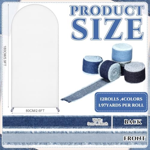 DIY Denim Arch Backdrop Kit, 12 Roll Frayed Blue Jean Ribbon - Image 3