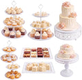 8 Pcs Cake Stands Set Metal Dessert Table Display Tiered Cupcake Holder Candy Donut Fruit Plate Cake Serving Tray Candlestick Display Treats Serving Tower for Wedding Birthday Party Decor (White) by Patelai