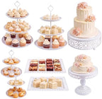 8 Pcs Cake Stands Set Metal Dessert Table Display Tiered Cupcake Holder Candy Donut Fruit Plate Cake Serving Tray Candlestick Display Treats Serving Tower for Wedding Birthday Party Decor (White) by Patelai