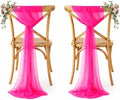 MDS Pack of 50 Chiffon Chair Sashes for Wedding & Event Décor - Hot Pink by MDS