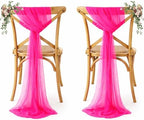 MDS Pack of 75 Chiffon Chair Sashes for Wedding & Event Décor - Hot Pink by MDS