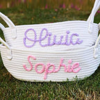 rsonalized Handmade Basket, Rope Cotton Baby Gift Basket, Easter Toy Basket - Image 2
