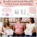 Ctosree 6 Set/48 Pcs Pink Baby Shower Game Prizes for Winners Include Ceramic Mug, Spoon, Notebook, Pen, Coaster, Scented Candle, Eye Mask and Gift Box for Wedding Bridal Baby Shower Games Prize Gift - Image 4