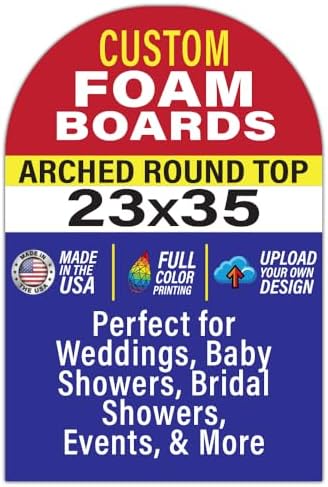 Custom Arch Foam Board Poster Sign, Multiple Sizes and Shapes - 3/16 Thick - Personalized Foamcore Event Signs for Wedding, Baby Shower, Announcements, Presentations, Arts & Crafts (23x35 Arched Round Top) by LegitFastPrinting