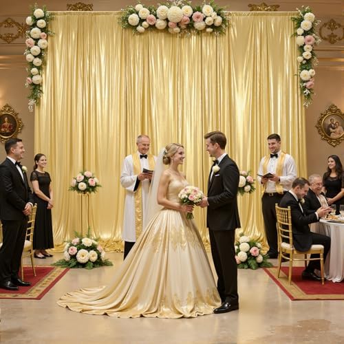 20x10ft Gold Backdrop Curtains Wedding Party Glitter Sequin Curtain Backdrop Fabric Shimmer Drapes Backdrop Bridal Baby Shower Birthday Christmas Photoshoot Background Photography 5x10FT，4 Panels - Image 6