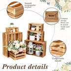 CroBlissful 6 Pcs Decorative Wood Crate Storage Display, Classic Color - Image 6