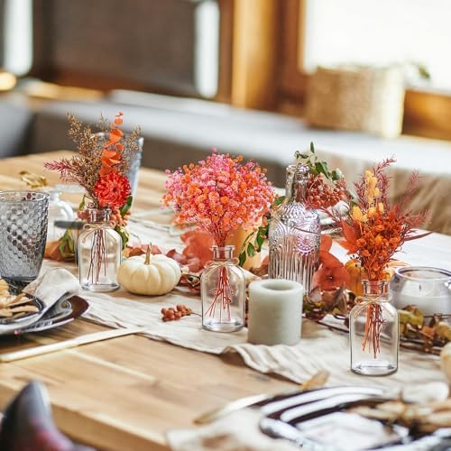 Nuanchu 10 Pcs Fall Dried Flowers Bouquet Boho, 10 Glass Vase, Rope - Image 6
