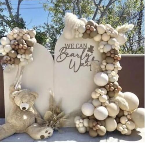 Beige Arch Backdrop Covers We Can Bearly Wait Theme Arch Stand Fabric Cover for Birthday Baby Shower Cake Table Supplies Decoration (3.3x6.6FT) - Image 4