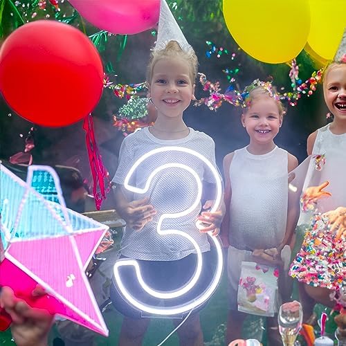 LED Neon Signs Number 3 Birthdays Decor Neon Lights Party USB Plus Battery Case Light up your baby's birthday with our Neon Number Three Sign (Number 3) - Image 2