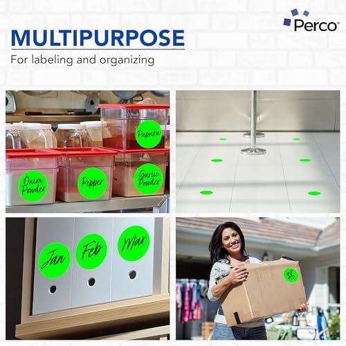 Perco Neon Green Perforated Round Circle Dot Sticker 4-Inch Labels — 3 Rolls, 1,200 Stickers - Open, Available & Promo Signage, High Visibility Display Labels - Made in USA - Image 3