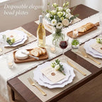 COLOSUS 60 PCS White Plastic Plates, Beaded Disposable Plates for Party. - Image 5