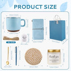 Baby Shower Prizes for Game Winners Baby Shower Games Prizes Ceramic Mugs with Metal Spoons Woven Coasters Notebooks Scented Candles Gift Bags Wedding Bridal Shower Favors for Guests (1, Blue) - Image 3