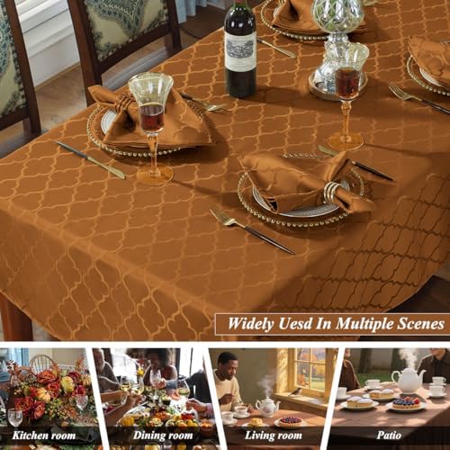 SASTYBALE Fall Rectangle Jacquard Tablecloth, Brown, 60"x120" - Image 6
