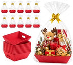 CDIVEFTN Baskets for Gifts Empty, 10 Pack Red Gift Basket Kit with Bags by CDIVEFTN