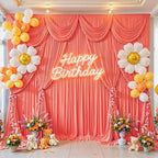 20x10ft Orange Backdrop Curtains for Parties Baby Shower Photo Wrinkle Free Polyester Photoshoot Curtains Drapes Backdrop for Birthday Party Wedding Graduation Photography Background 4 Panels 5x10FT - Image 3