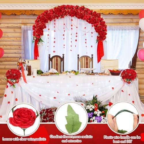 Geosar 16 Bundles Artificial Peonies Flowers,Bright Red - Image 3