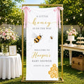A Little Honey Is On The Way Bumblebee Baby Shower Satin Welcome Banner by Custom