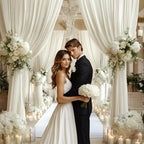 40x10ft Ivory Backdrop Curtain for Wedding Parties Wrinkle Free Fabric Ivory Drapes Backdrop Decoration for Baby Shower Birthday Photography Decoration 8 Panels, 5ft x 10ft - Image 2