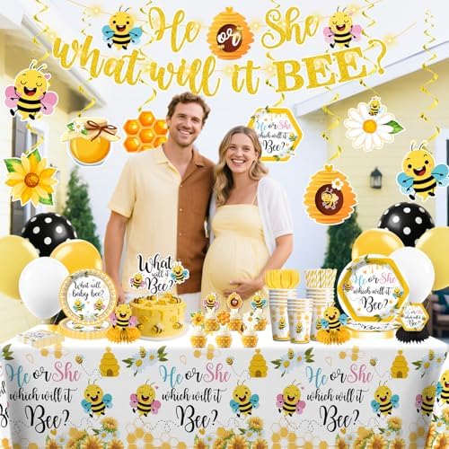 366PCS What Will Baby Bee Gender Reveal Decorations Serves 50 - Image 7