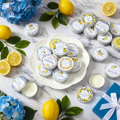 Treela 48pcs Italian Capri Lemon Scented Candle Lemon Candle Tins with Lids - Image 4