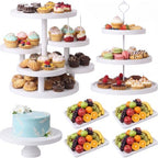 RattanView 7 Pcs Wooden Cupcake Stand Set with Cake Pedestal Trays,White by RattanView