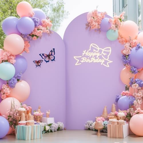 Purple Arch Backdrop Cover Set of 2 Wedding Arch Covers Stretchy Backdrop Decorations Baby Shower Bridal Shower Photo Birthday Party Lavender Lilac Arch Stand Cover 7.2 and 6ft Spandex - Image 2