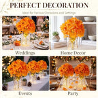 4 Sets Mason Jar Centerpiece with LED Lights and Orange Hydrangea Fake Flowers Vase for Wedding Thanksgiving Party Coffee Table Decor - Image 5