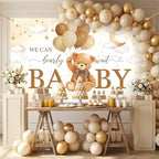Avezano We Can Bearly Wait Banner Bear Baby Shower Decorations Bear Baby Shower Backdrop Teddy Bear Baby Shower Banner for Boys Girls (Brown, 8 x 6 ft) - Image 3