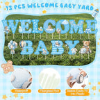 Chumia 13 Pcs Welcome Baby Yard Signs Baby Shower Yard Sign with Stakes, 15 Inch Tall Girl Boy Lawn Sign Gender Reveal Outdoor Decoration Welcome Newborn Announcement for Party Decorations(Blue) - Image 3