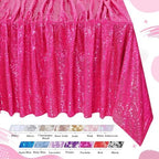 QueenDream Tablecloth Hot Pink Birthday Decorations: 90x90 Inch Sequin Tablecloth Drapes Glitter Fabric Wedding Party Table Overlay - Image 5
