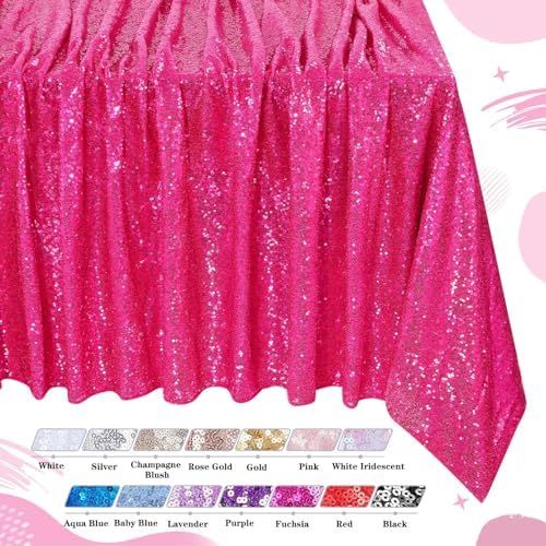 QueenDream Tablecloth Hot Pink Birthday Decorations: 90x90 Inch Sequin Tablecloth Drapes Glitter Fabric Wedding Party Table Overlay - Image 5