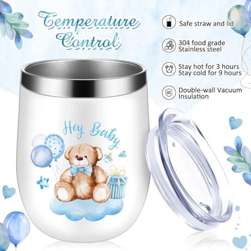 Hoolerry 6 Set Baby Shower Cups, 12oz Stainless Steel Tumbler, Blue Bear - Image 4