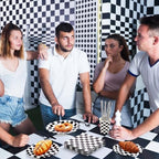 Funnymoom 452 Pcs Checkered Flag Party Supplies for 50 Guests, Black and White Checkered Paper Plates Napkins Cups Tablecloth Cutlery Straws for Race Car Birthday Party Decorations - Image 4