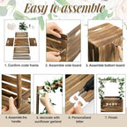 Barydat Wood Baby Shower Basket with Hanger Rack Crate Closet, Dark Walnut - Image 4