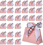 Douaowoc 36 Pcs PU Leather Purse Gift Bags with Handles Ribbon Purse Party Favor Bags for Baby Showers Birthday Wedding Candy (Pink) by Unknown
