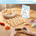 Hiboom 75 Pcs Baby Shower Wood DIY Print Car Set, Blue, Bear - Image 4