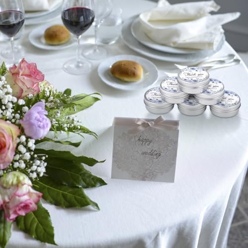 MTLEE 50 Pcs Wedding Candles Gift Favors for Guests 1 Oz, Blue Flowers - Image 6