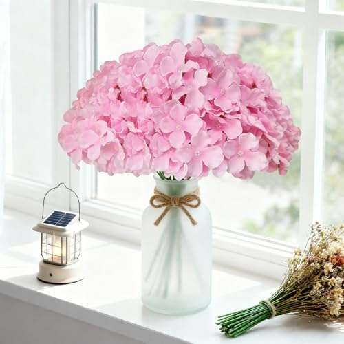 65Pcs Pink Hydrangea Artificial Flowers Bulk，Realistic Silk Fake Flowers with Stems，Faux Hydrangea Flowers for Wedding Home Decor Centerpieces Living Room Garden Party Baby Shower Decoration - Image 2