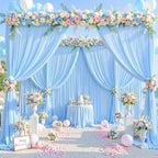 8 Panels Baby Blue Backdrop Curtain for Baby Shower Parties Light Blue Wrinkle Free 40ft x 10ft Backdrop Drapes for Birthday Photo Gender Reveal Photography Polyester Fabric Background Decoration - Image 3
