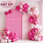 Tegeme 2 Set Gingham Arch Backdrop Cover 7.2ft 6.6ft Arch Cover, Rose Pink - Image 4